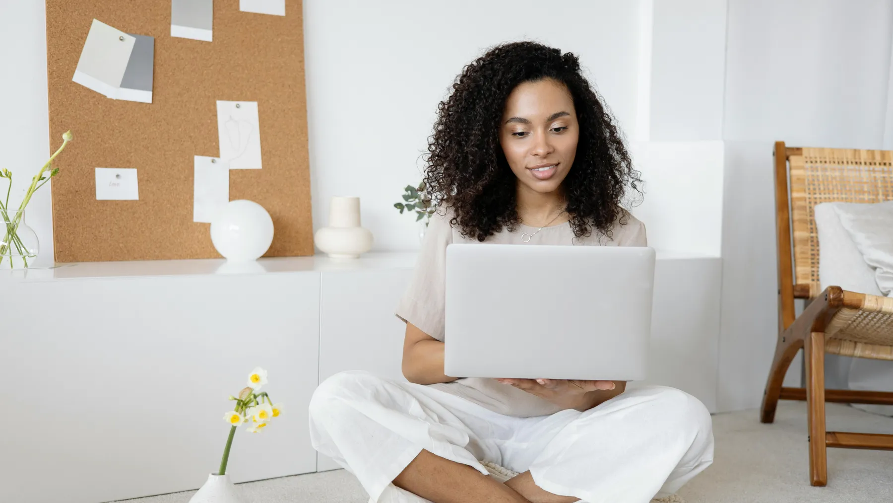 Woman on floor with laptop